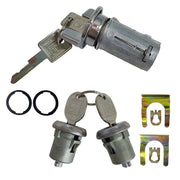 DURAFORCE For GM 701398 Chrome Ignition Key Switch Cylinder & Door Lock Pair Set W/ Keys