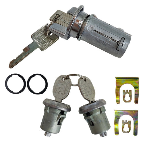 DURAFORCE For GM 701398 Chrome Ignition Key Switch Cylinder & Door Lock Pair Set W/ Keys