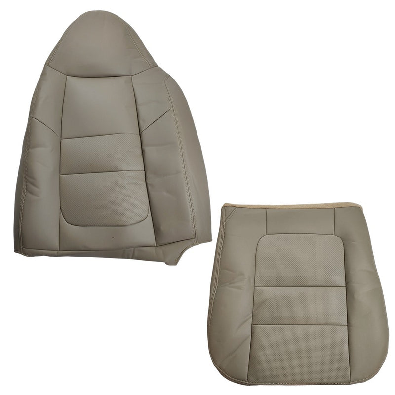 DURAFORCE For 2001 Ford F250 F350 F450 Lariat Driver Bottom & Top Leather Seat Covers TAN