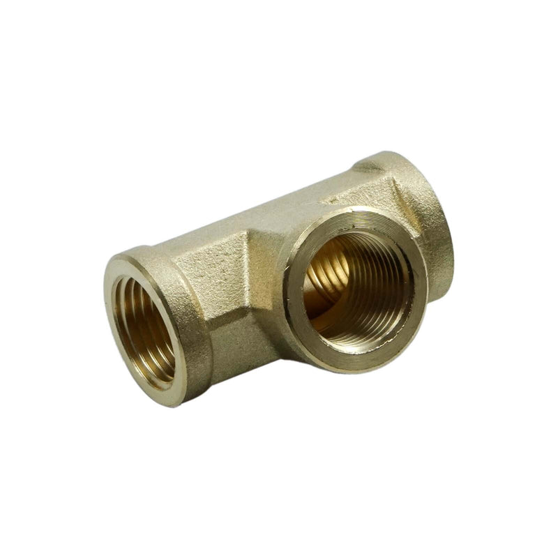 DURAFORCE 10Pcs-1/4 NPT Female Thread Brass Pipe Fitting Tee Hose Connector 1/4" 3 Ways