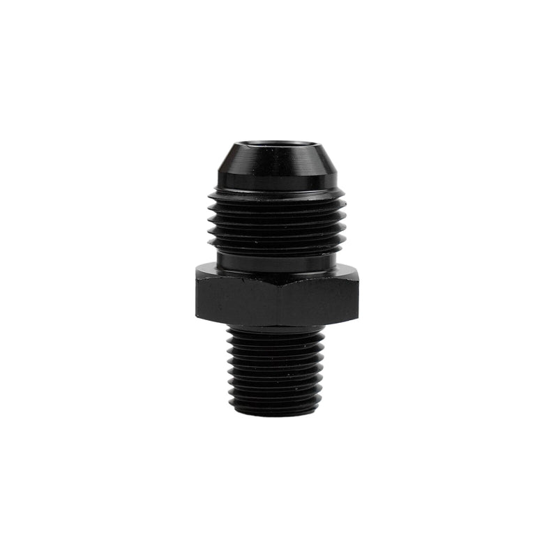DURAFORCE 8AN Male Flare to 1/4" NPT Male Adapter Fitting Union Straight Aluminum Black