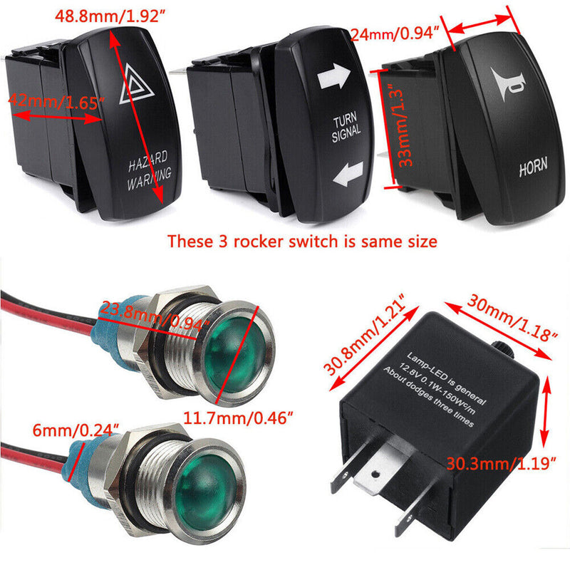 DURAFORCE For UTV SXS ATV Rocker Switch Turn Signal Kit Street Led Light Horn Hazard Set