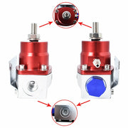 DURAFORCE Blue-Red Adjustable Fuel Pressure Regulator Kit AN6 Hose Fittings 100psi Gauge