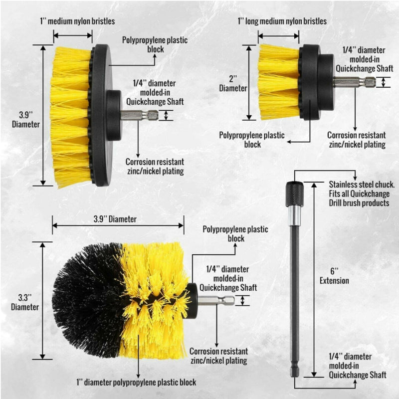 DURAFORCE 4x Car Detailing For Drill Brush Wheel Tire Rim Scrub Brush Wheel Cleaning Brush