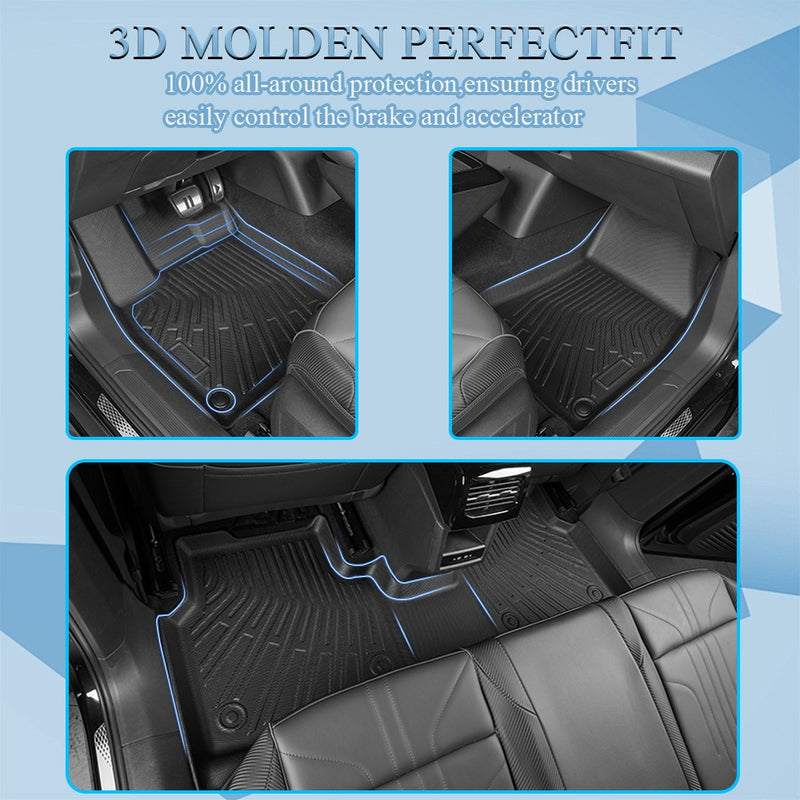 DURAFORCE New TPE Floor Mats for 2015-2025 Ford F-150/F-150 Lightning Super Crew Cab Liner