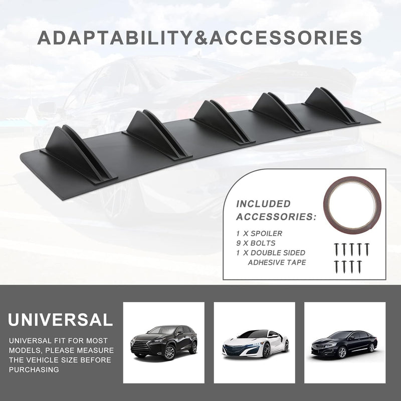 DURAFORCE For 2013-2017 Honda Accord 10 Fins Rear Bumper Diffuser Spoiler Lip Splitter