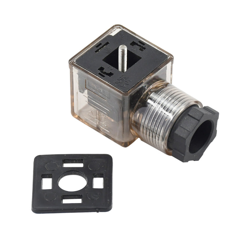 DURAFORCE DIN 43650 Type-A 3 Prong Connector Plug For Solenoid Valve Coil DC 12V 24V