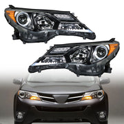 DURAFORCE Left+Right Headlights For 2013-2015 Toyota RAV4 Halogen Factory Black