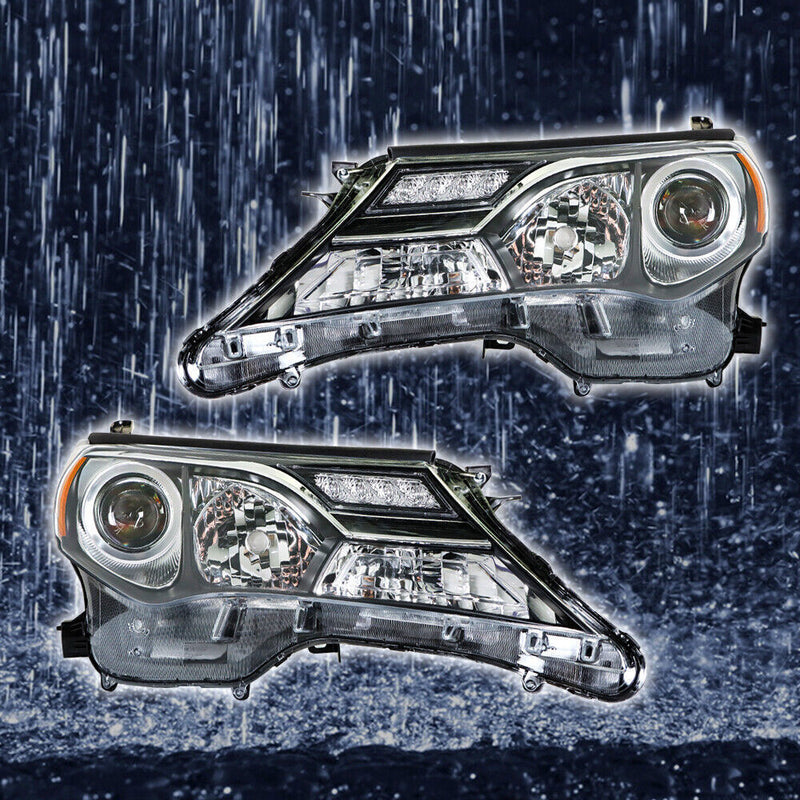 DURAFORCE Left+Right Headlights For 2013-2015 Toyota RAV4 Halogen Factory Black