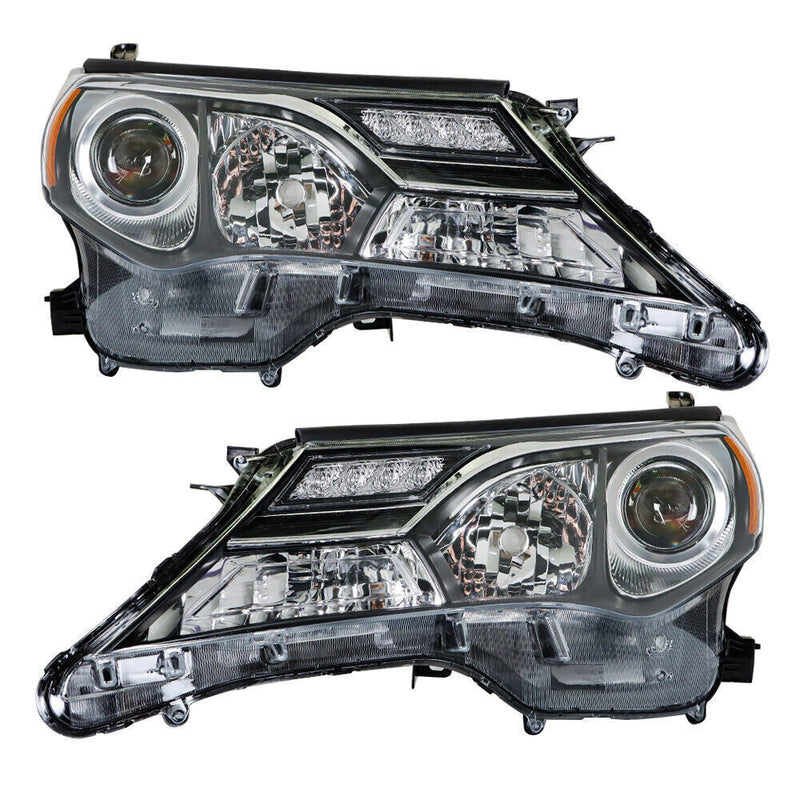 DURAFORCE Left+Right Headlights For 2013-2015 Toyota RAV4 Halogen Factory Black