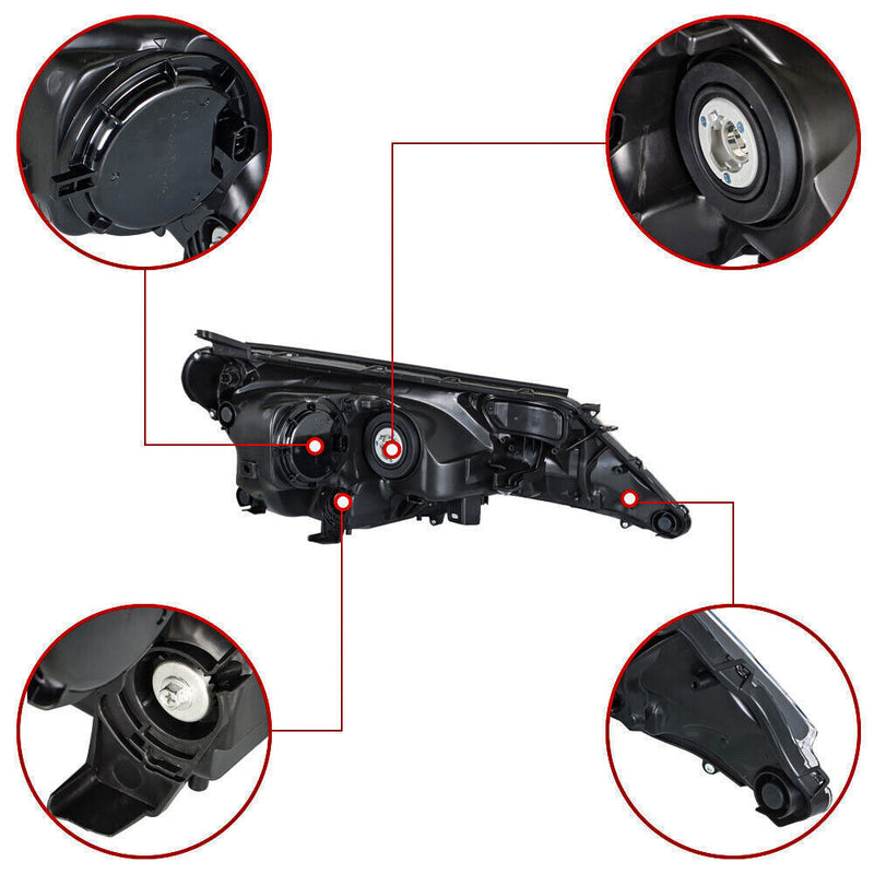 DURAFORCE Left&Right Headlight For 2013-2015 Toyota RAV4 Halogen Headlamp Assembly