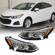 DURAFORCE Right+Left Headlight For 2016-19 Chevrolet Cruze Halogen w/o LED DRL