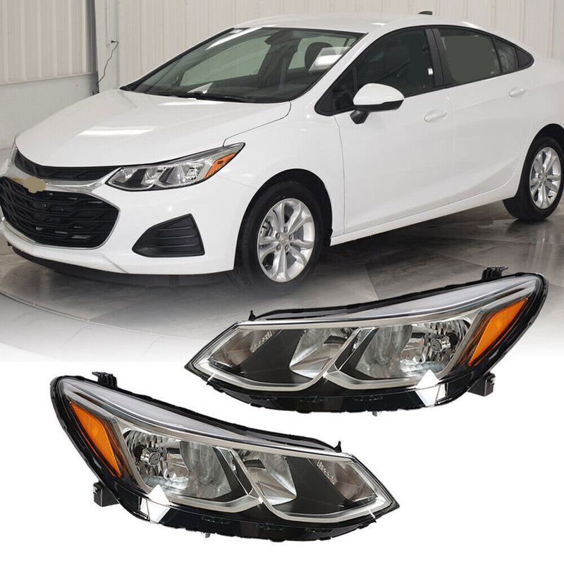 DURAFORCE Right+Left Headlight For 2016-19 Chevrolet Cruze Halogen w/o LED DRL