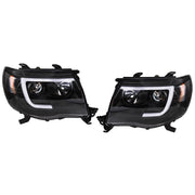 DURAFORCE Right+Left Headlights For Toyota Tacoma 2005-2011 LED Projector Black