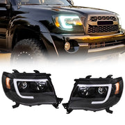 DURAFORCE Right+Left Headlights For Toyota Tacoma 2005-2011 LED Projector Black
