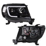 DURAFORCE Right+Left Headlights For Toyota Tacoma 2005-2011 LED Projector Black