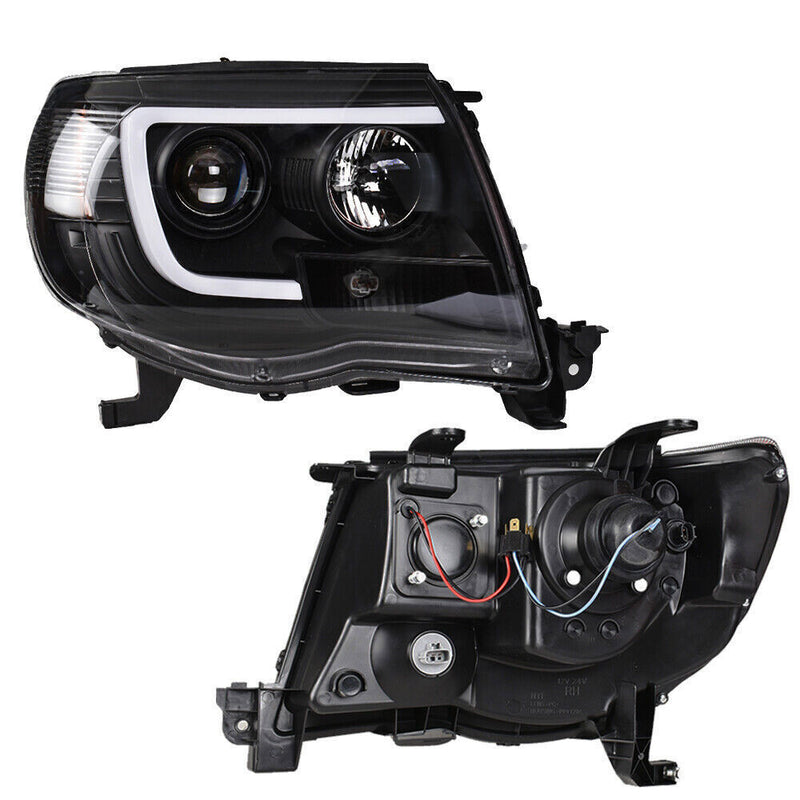 DURAFORCE Right+Left Headlights For Toyota Tacoma 2005-2011 LED Projector Black