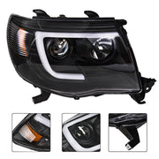 DURAFORCE Right+Left Headlights For Toyota Tacoma 2005-2011 LED Projector Black