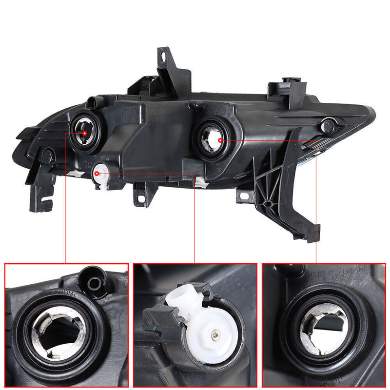 DURAFORCE Left+Right Fog Lamps Assembly For 2016-2019 Nissan Maxima Black Housing