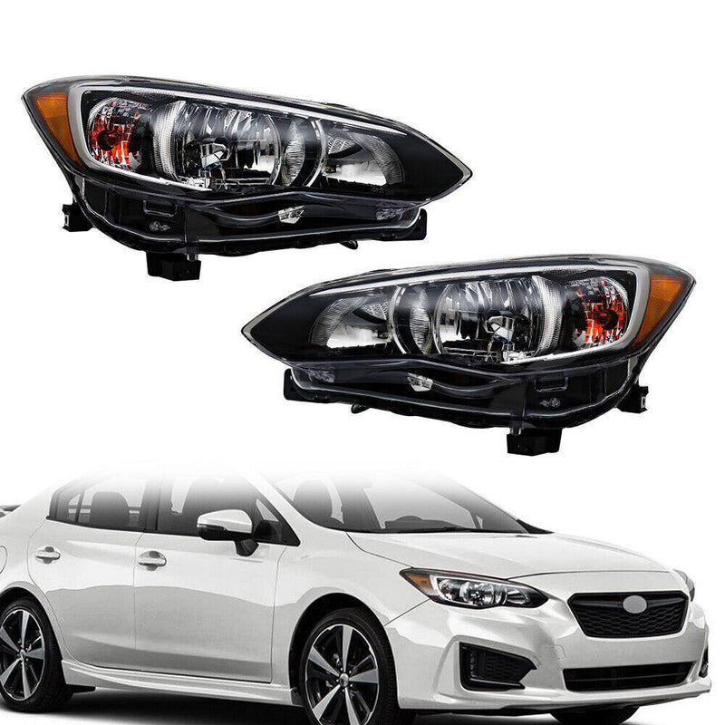 DURAFORCE Left+Right Headlight For 2017-18 Subaru Impreza/Crosstrek Halogen Chrome