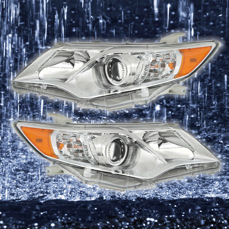 DURAFORCE Left+Right Headlights For 2012-2014 Toyota Camry Halogen Projector Lamps