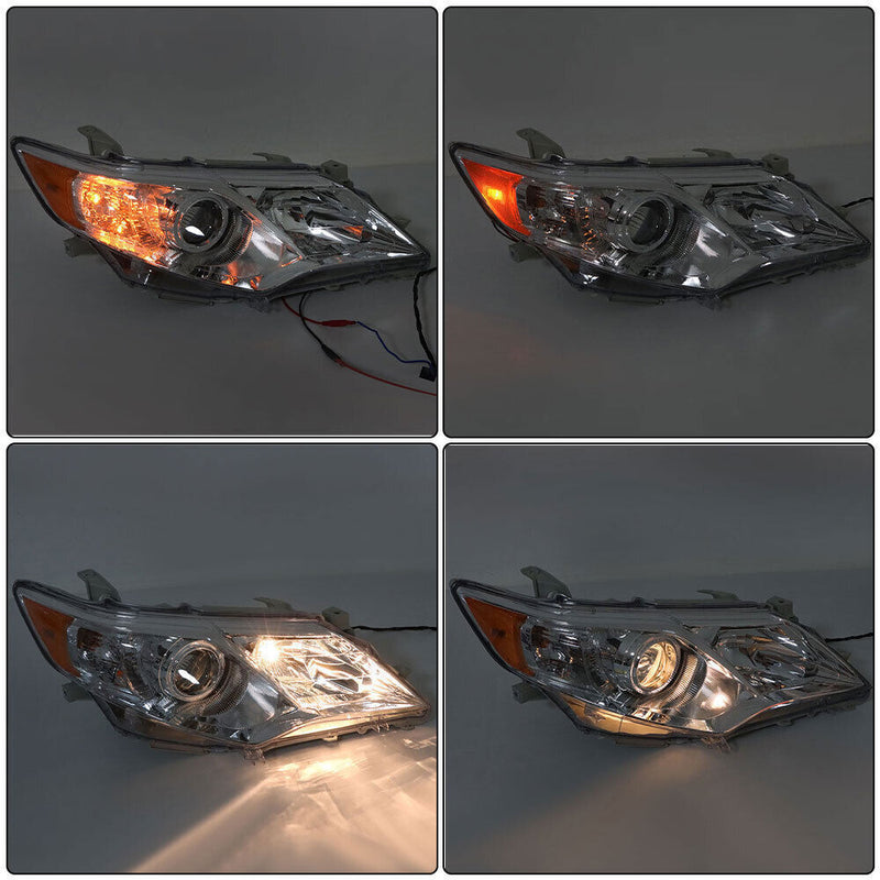 DURAFORCE Left+Right Headlights For 2012-2014 Toyota Camry Halogen Projector Lamps