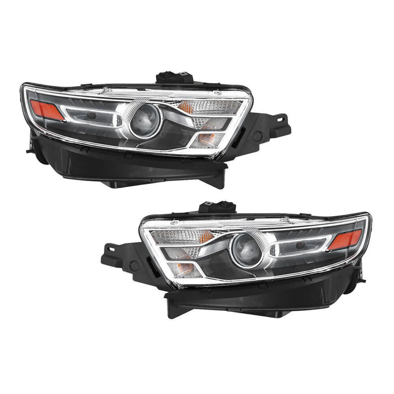 DURAFORCE Left+Right Halogen Headlight For 2013-2014 Ford Taurus Gray Trim H1R2