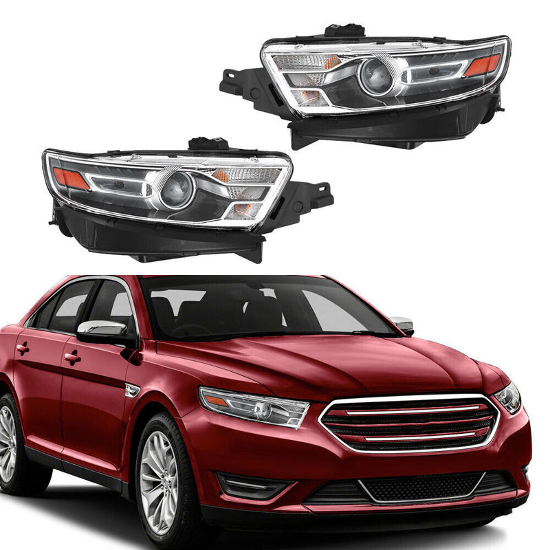 DURAFORCE Left+Right Halogen Headlight For 2013-2014 Ford Taurus Gray Trim H1R2