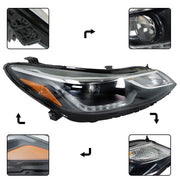 DURAFORCE Right Headlight For 2016 2017 2018 Chevy Cruze Projector Halogen Black