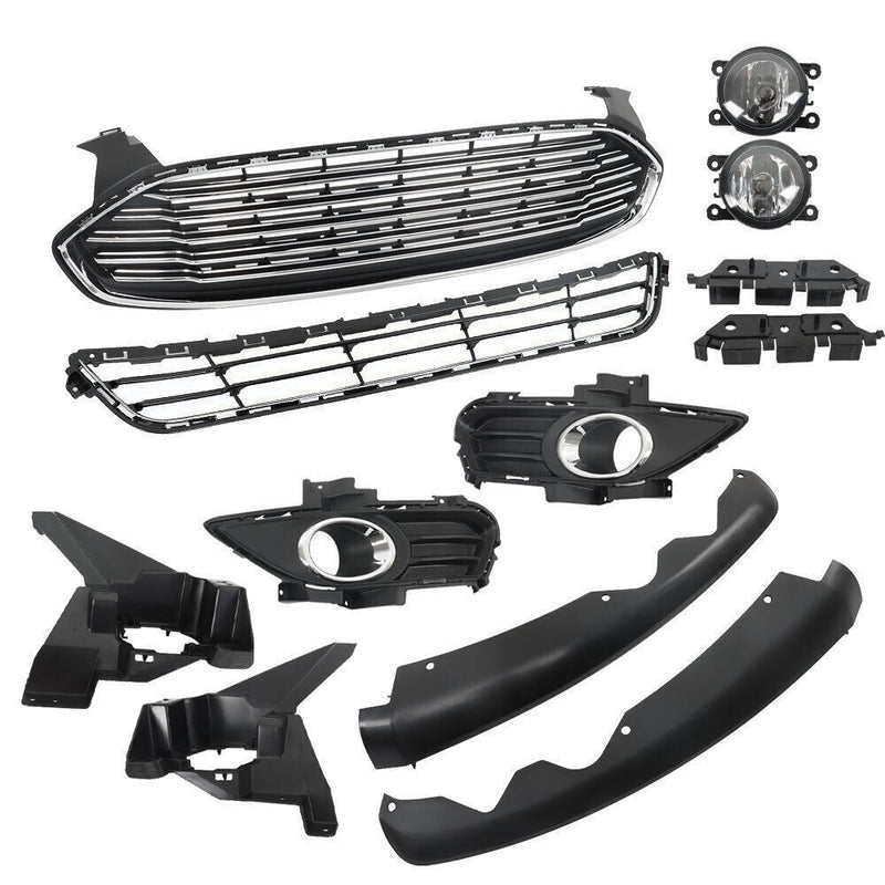 DURAFORCE Front Bumper Grill Fit For 2013-2016 Ford Fusion w/ Fog Light Covers