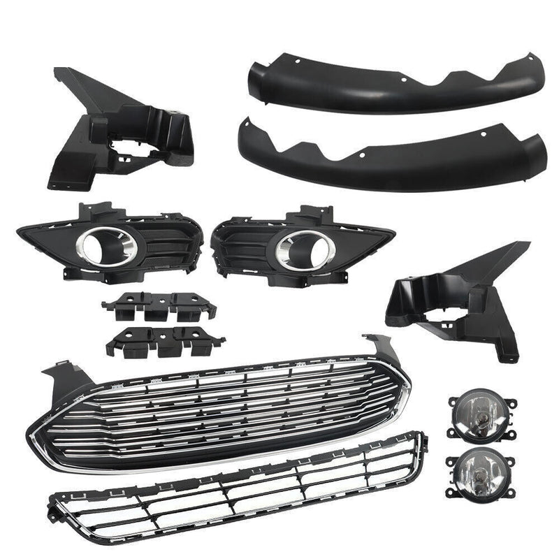DURAFORCE Front Bumper Grill Fit For 2013-2016 Ford Fusion w/ Fog Light Covers