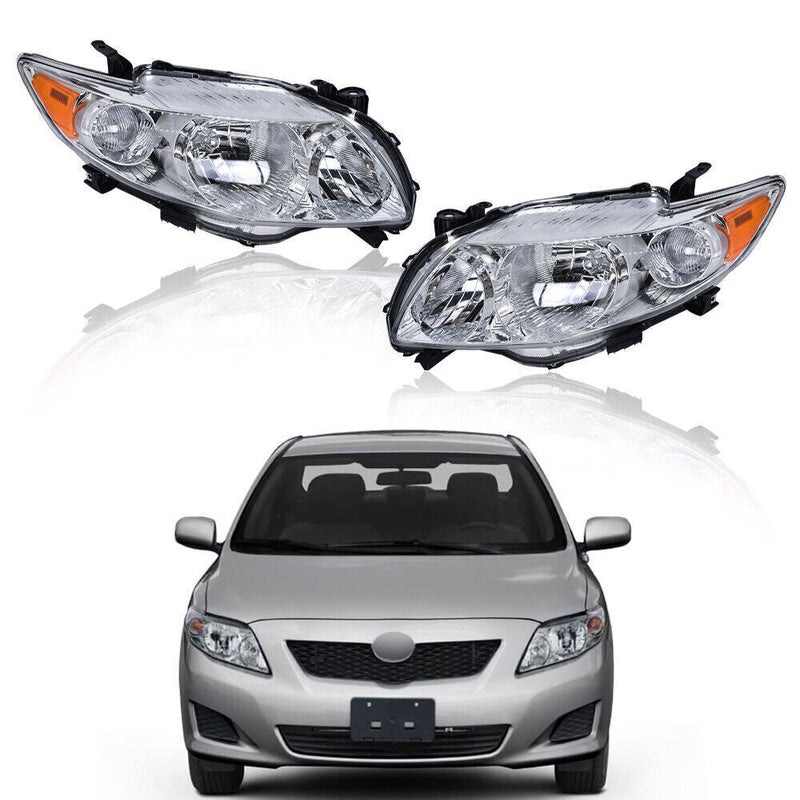 DURAFORCE Left&Right Headlights Headlamps For 2009-2010 Toyota Corolla Halogen
