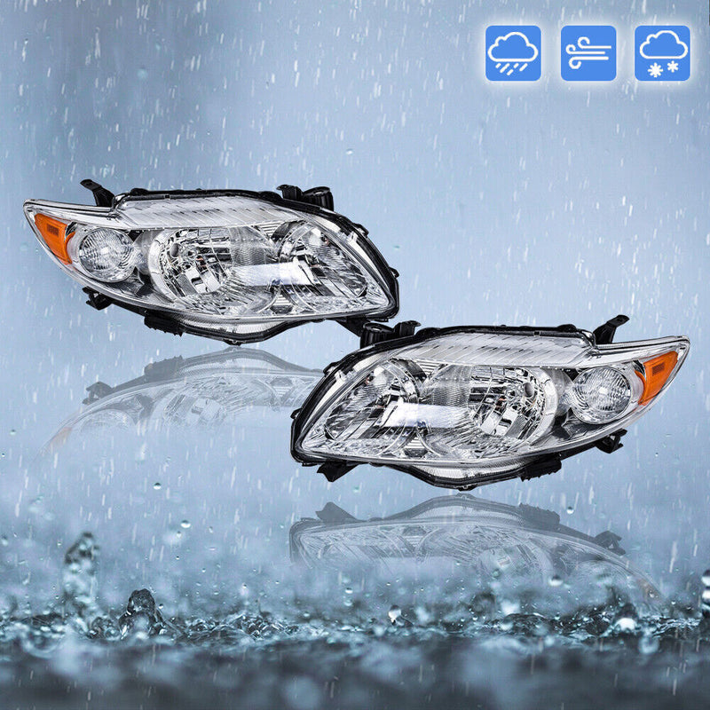 DURAFORCE Left&Right Headlights Headlamps For 2009-2010 Toyota Corolla Halogen