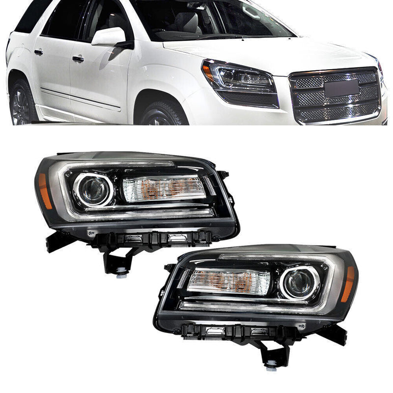 DURAFORCE Right+Left Headlights Halogen W/LED For 2013-2016 GMC Acadia Headlamps