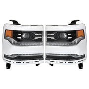 DURAFORCE Right+Left Headlights For 2016-18 Silverado 1500 LED Chrome Housing Lens