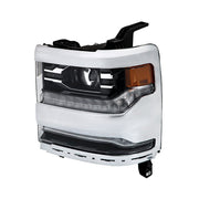 DURAFORCE Right+Left Headlights For 2016-18 Silverado 1500 LED Chrome Housing Lens