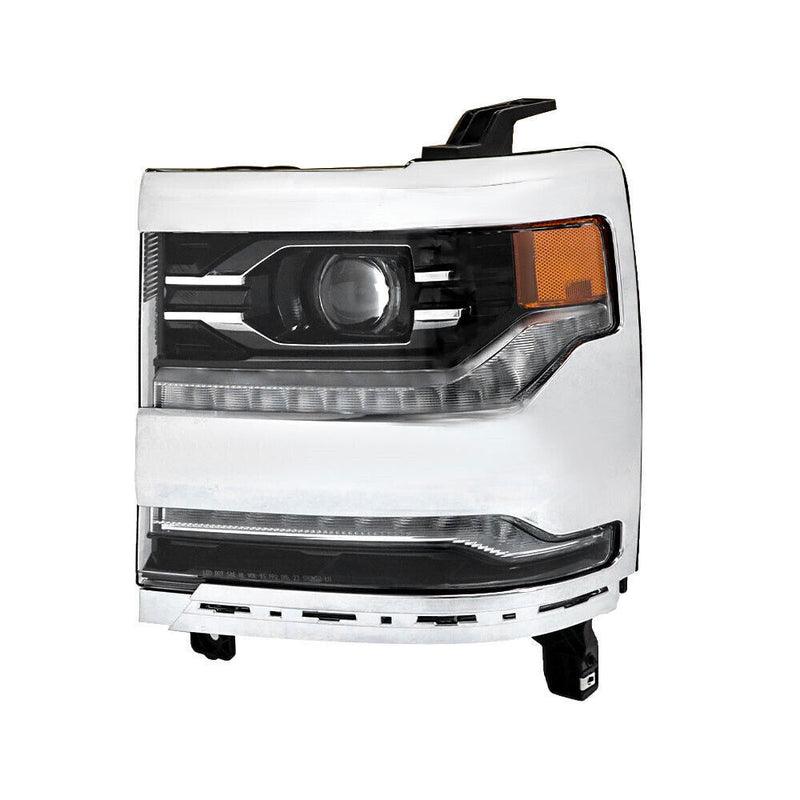 DURAFORCE Right+Left Headlights For 2016-18 Silverado 1500 LED Chrome Housing Lens