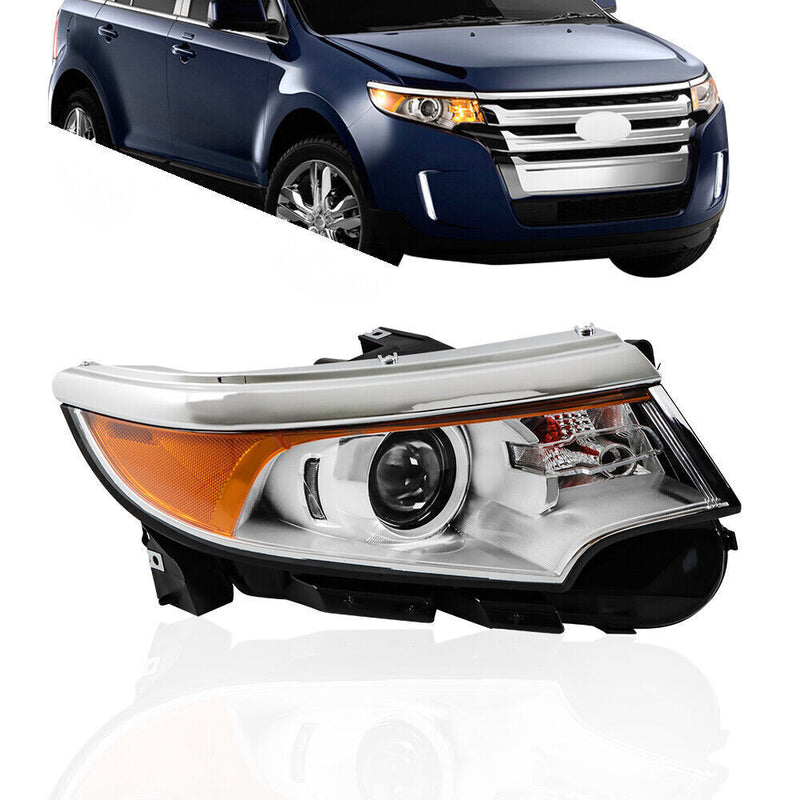 DURAFORCE Right Side Headlight For 2011 2013 2014 Ford Edge Halogen Chrome W/o DRL