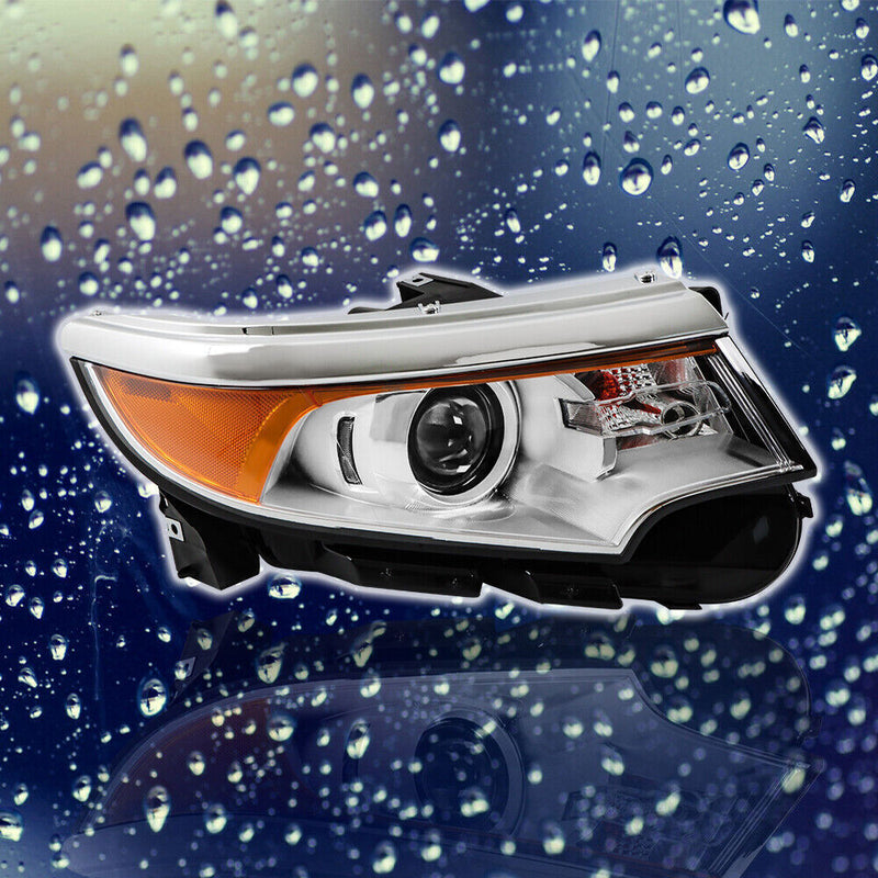 DURAFORCE Right Side Headlight For 2011 2013 2014 Ford Edge Halogen Chrome W/o DRL