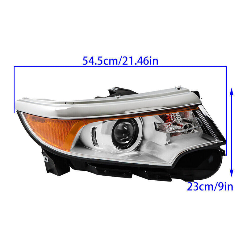 DURAFORCE Right Side Headlight For 2011 2013 2014 Ford Edge Halogen Chrome W/o DRL
