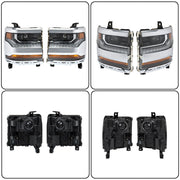DURAFORCE Left+Right Headlights For 2016-18 Chevy Silverado 1500 HID w/ DRL Chrome