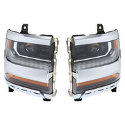 DURAFORCE Left+Right Headlights For 2016-18 Chevy Silverado 1500 HID w/ DRL Chrome