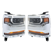 DURAFORCE Left+Right Headlights For 2016-18 Chevy Silverado 1500 HID w/ DRL Chrome