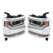 DURAFORCE Left+Right Headlights For 2016-18 Chevy Silverado 1500 HID w/ DRL Chrome