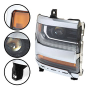 DURAFORCE Left+Right Headlights For 2016-18 Chevy Silverado 1500 HID w/ DRL Chrome