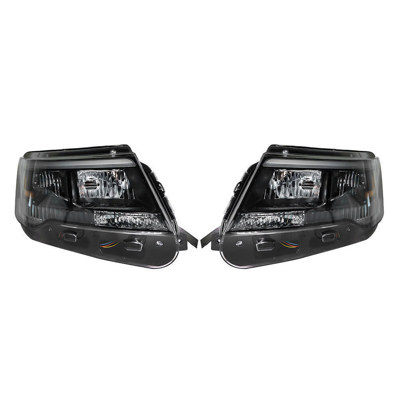 DURAFORCE RH&LH Headlight Halogen W/LED DRL For 2016-18 Ford Explorer Sport Black
