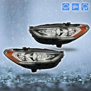 DURAFORCE Right+Left Headlights For 2017-2019 Ford Fusion Halogen+LED DRL Headlamp