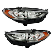 DURAFORCE Right+Left Headlights For 2017-2019 Ford Fusion Halogen+LED DRL Headlamp