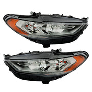 DURAFORCE Right+Left Headlights For 2017-2019 Ford Fusion Halogen+LED DRL Headlamp