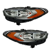 DURAFORCE Right+Left Headlights For 2017-2019 Ford Fusion Halogen+LED DRL Headlamp